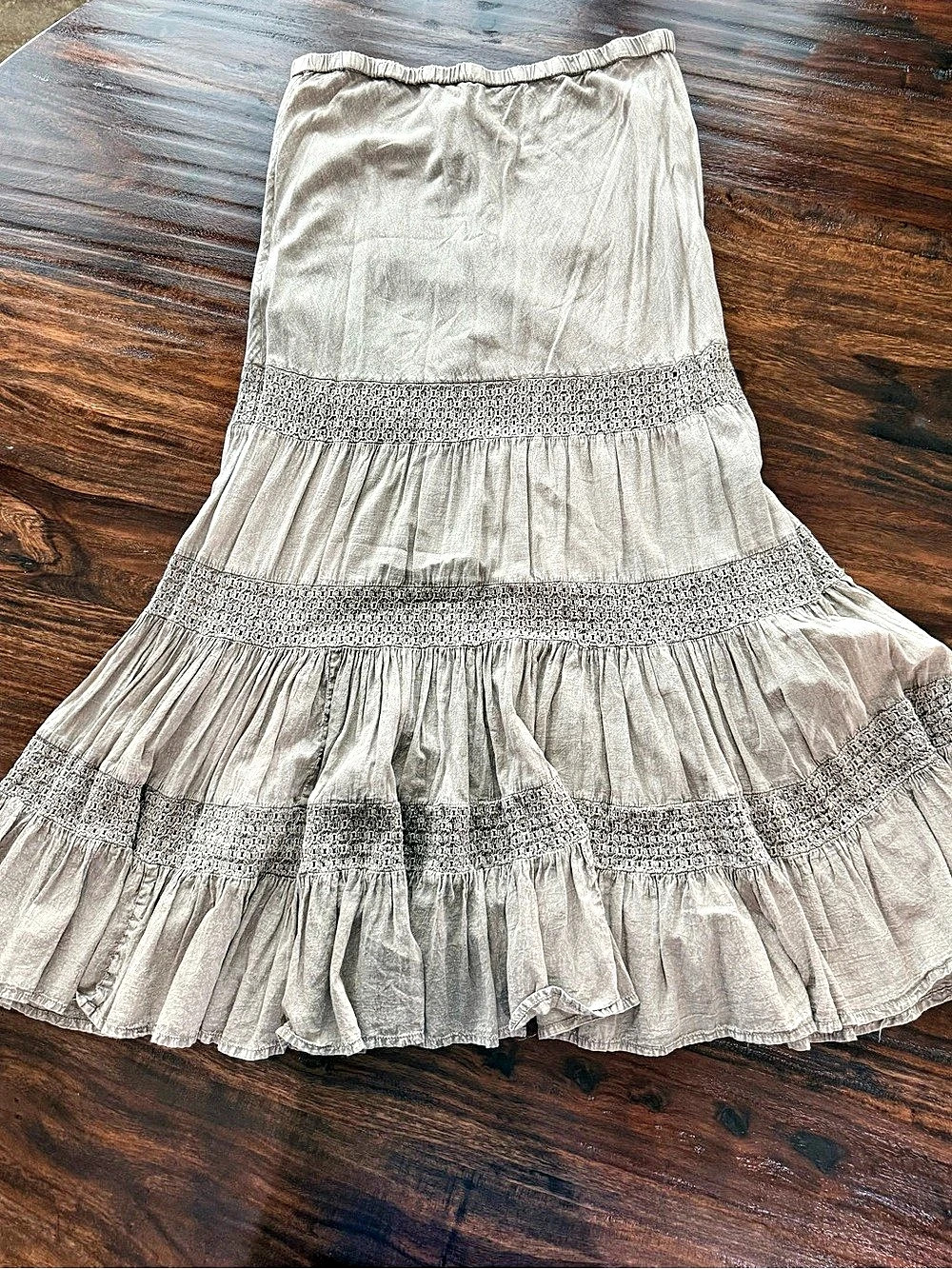 Hearts Desire  Cotton Maxi Skirt in Beige